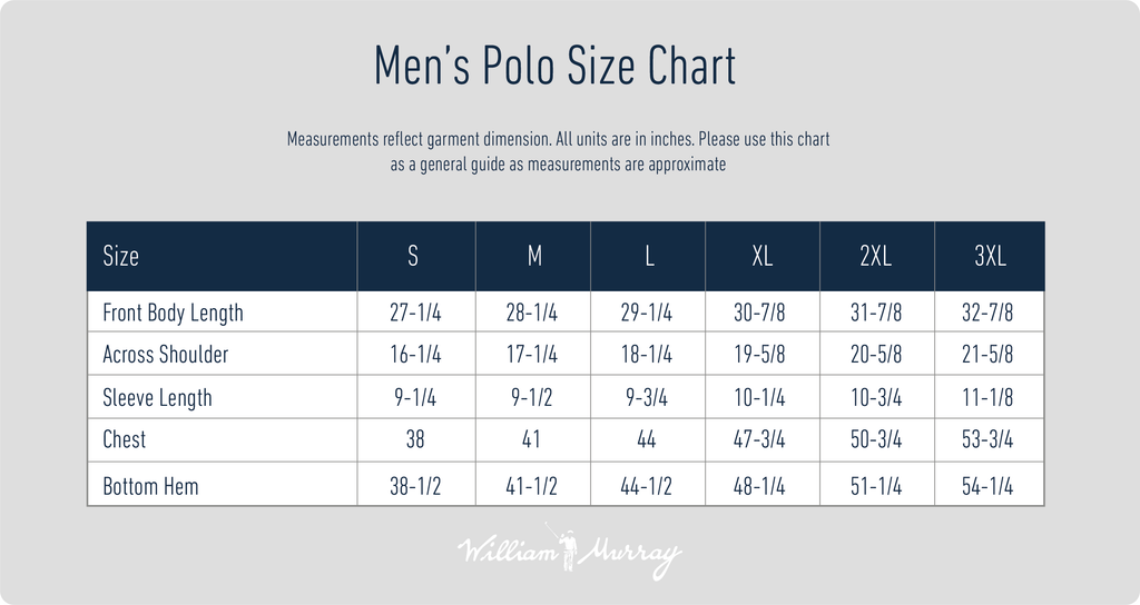 Men's Polos Size Chart