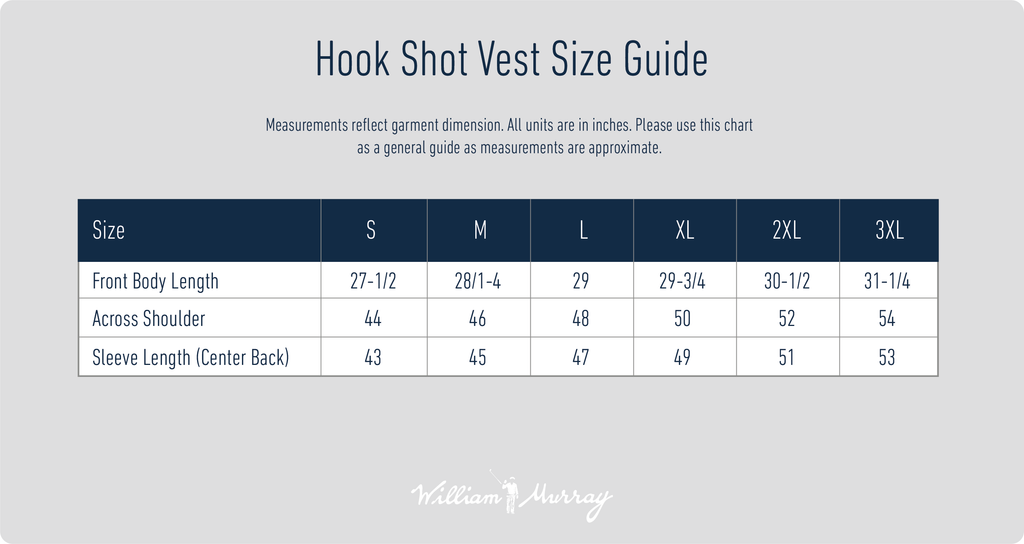 Men's Hook Shot Vest Size Chart
