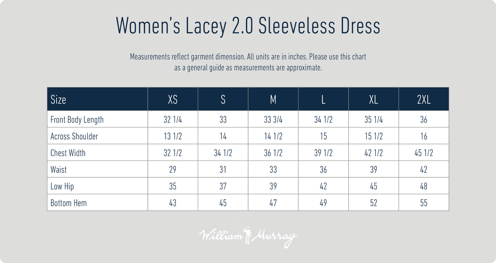 Women's Classic Lacey Dress Size Chart