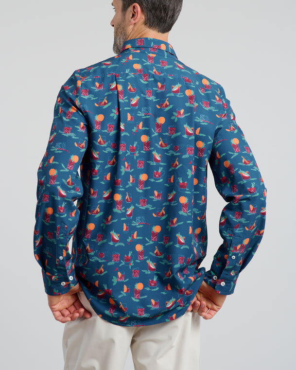 Old Fashioned Holiday Men's Button Down | Navy Old Fashioned Holiday Men's Button Down | Navy