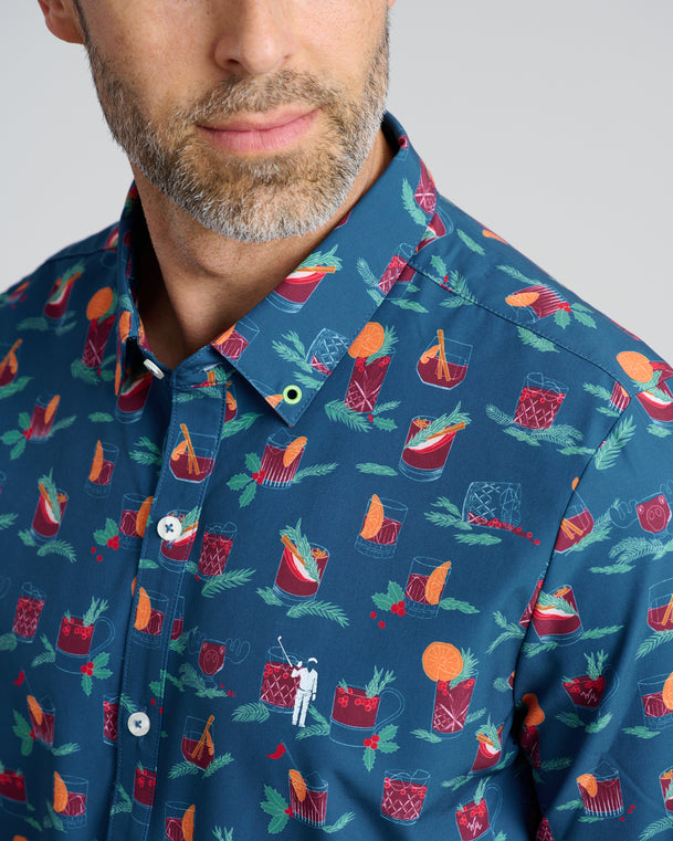 Old Fashioned Holiday Men's Button Down | Navy | William Murray Golf M / Navy by William Murray Golf Old Fashioned Holiday Men's Button Down | Navy | William Murray Golf M / Navy by William Murray Golf