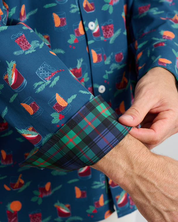 mens holiday dress shirts Old Fashioned Holiday Men's Button Down | Navy