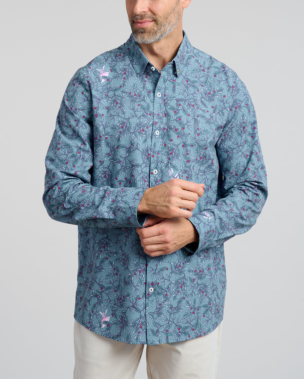 Painful Truth Long Sleeve Button Down | Slate | Front | William Murray Golf