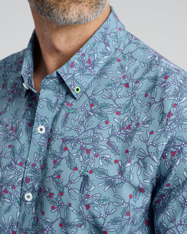 Painful Truth Long Sleeve Button Down | Slate | Collar | William Murray Golf