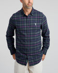 Dark Tartan Men's Long Sleeve Button Down | Front | Studio | William Murray Golf