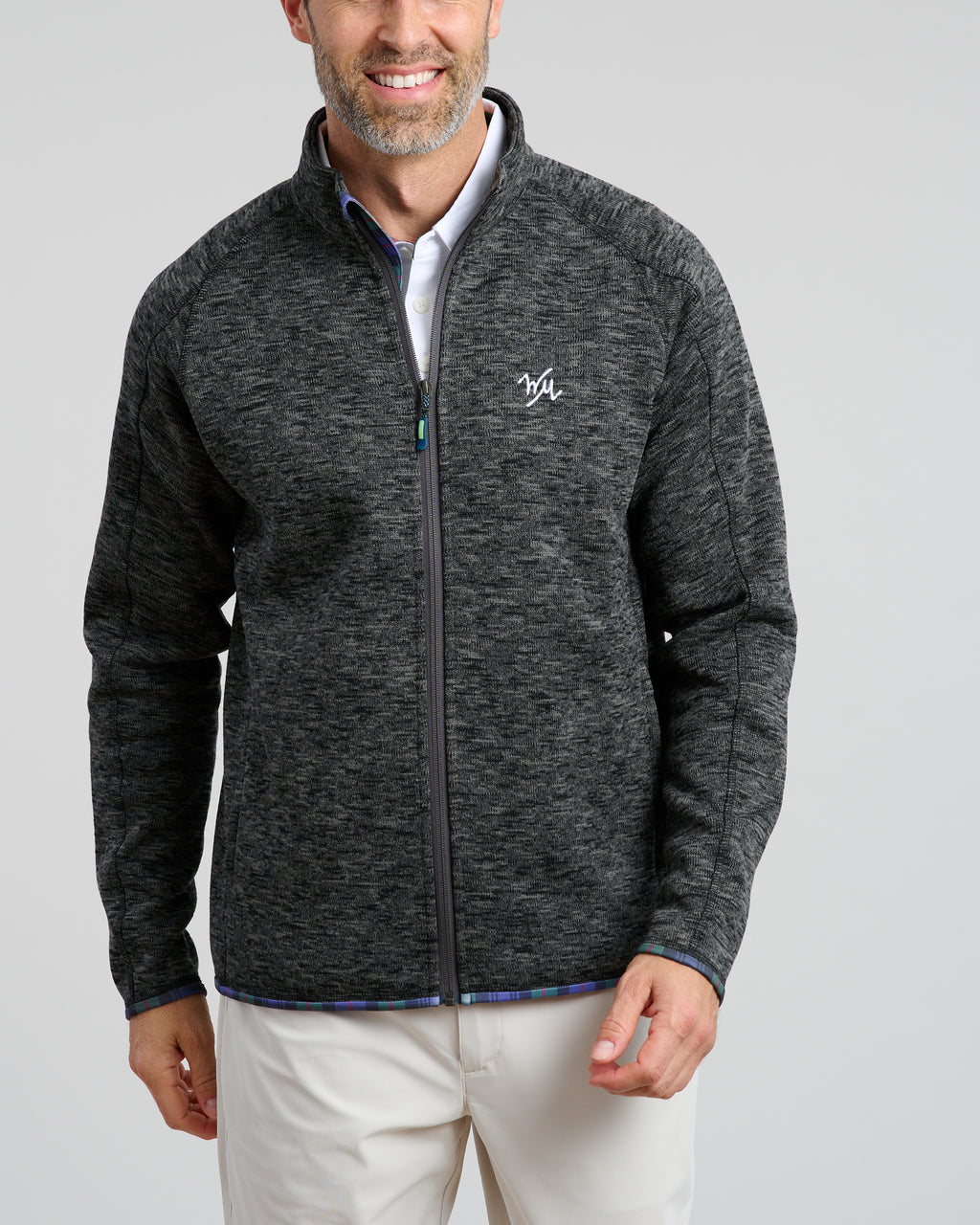 Flop Shot Men's Full Zip Jacket | Charcoal | Front | Studio | William Murray Golf