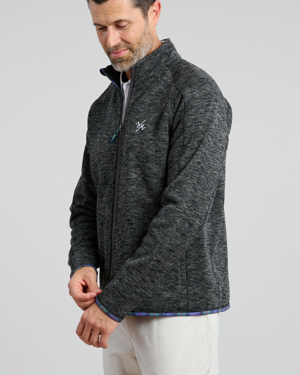 Flop Shot Men's Full Zip Jacket | Charcoal | Angle | Studio | William Murray Golf