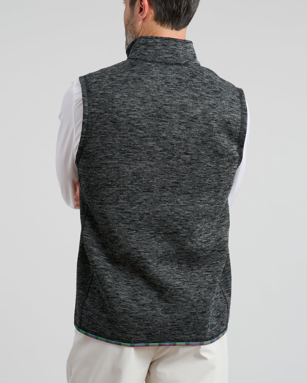 Flop Shot Men's Full Zip Vest | Charcoal | Back | Studio | William Murray Golf