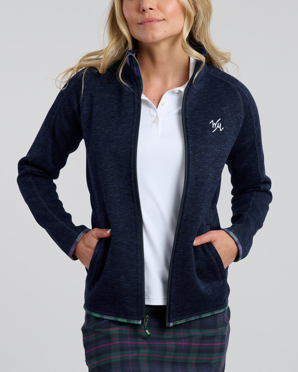 Flop Shot Women's Full Zip Jacket | Navy | Front | Unzipped | William Murray Golf