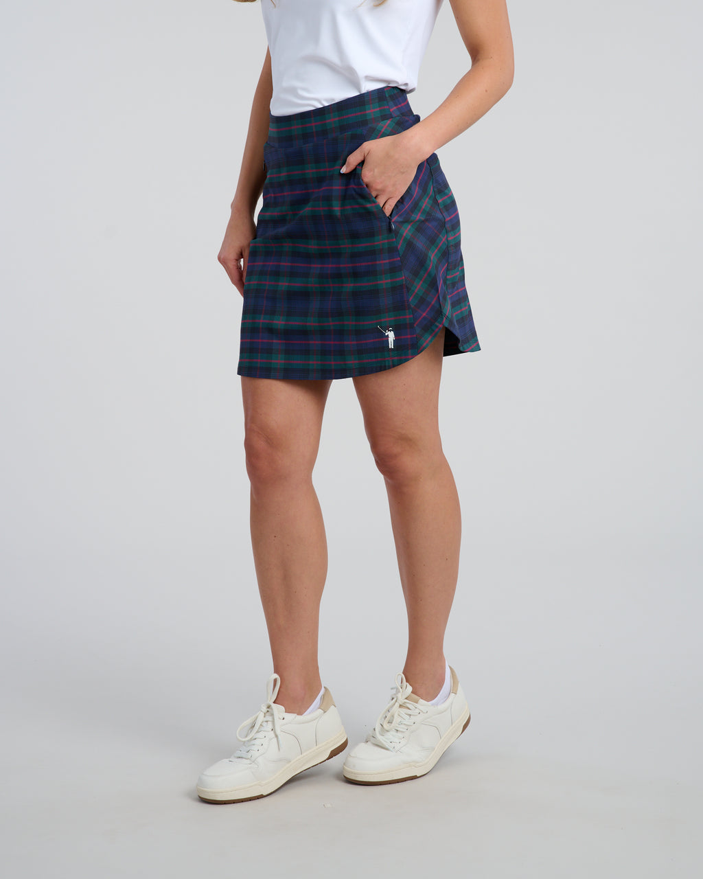 Dark Tartan Women's Spinner Skirt | Angle 2 | Studio | William Murray Golf