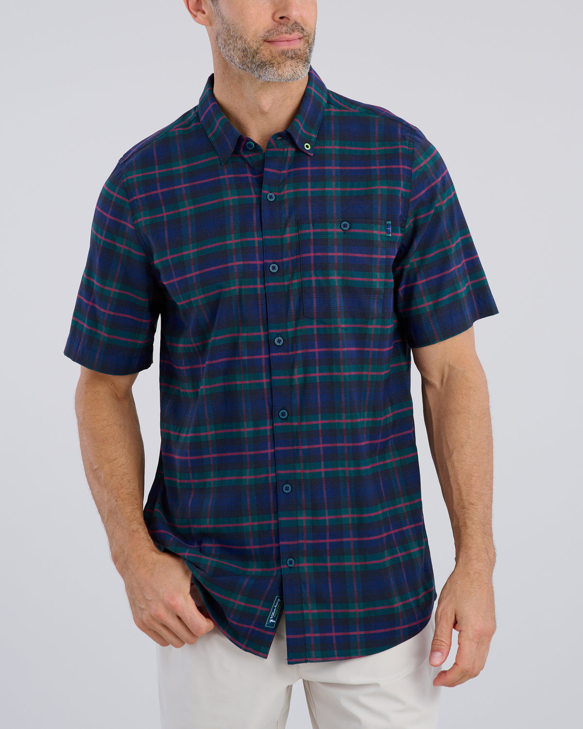 Dark Tartan Men's Button Down | Front 2 | Studio | William Murray Golf
