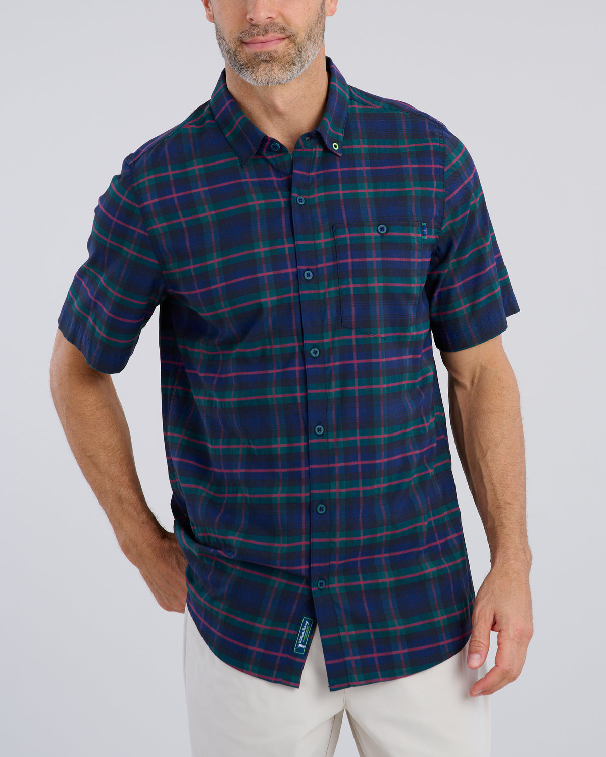 Dark Tartan Men's Button Down | Front | Studio | William Murray Golf