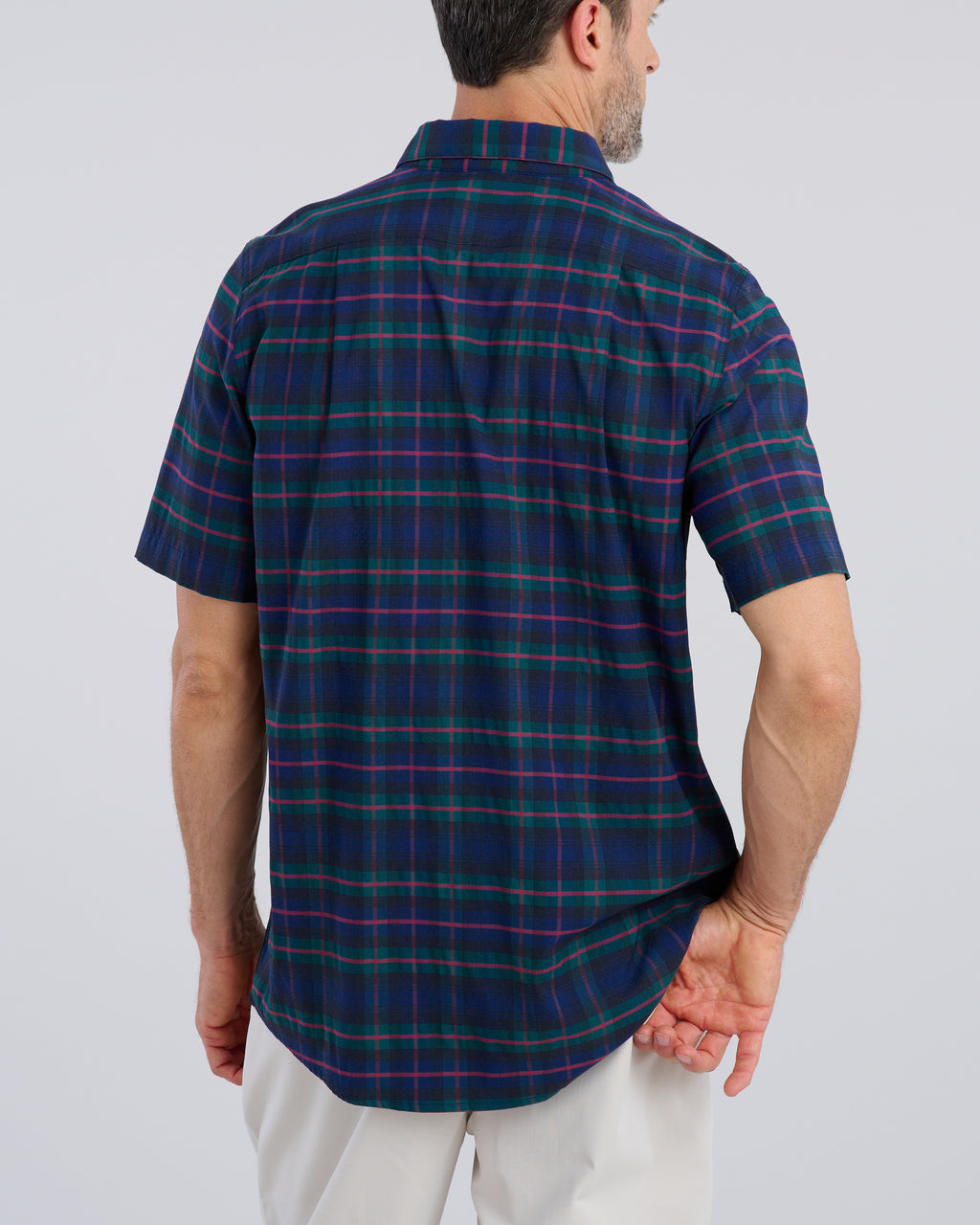 Dark Tartan Men's Button Down | Back | Studio | William Murray Golf