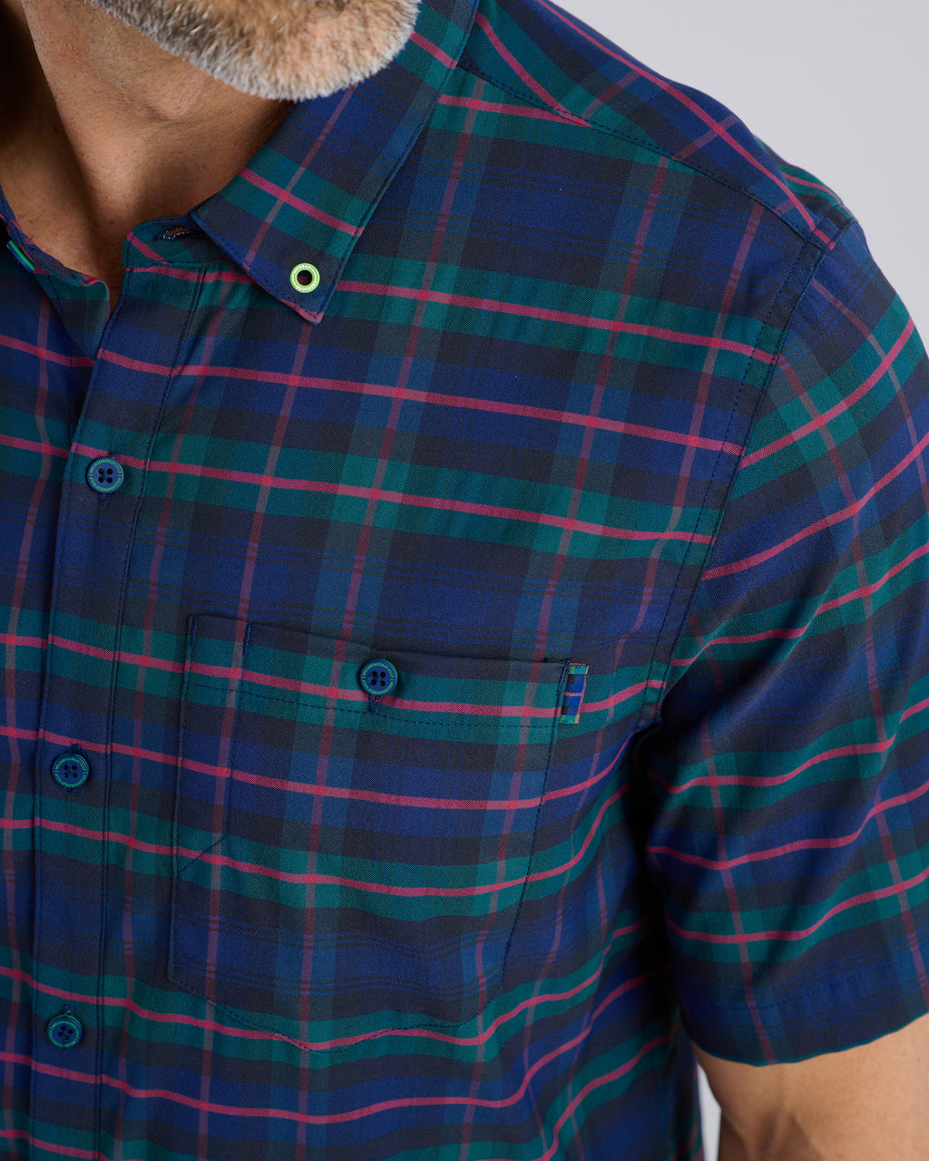 Dark Tartan Men's Button Down | Front | Pocket | William Murray Golf