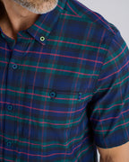 Dark Tartan Men's Button Down | Front | Pocket | William Murray Golf