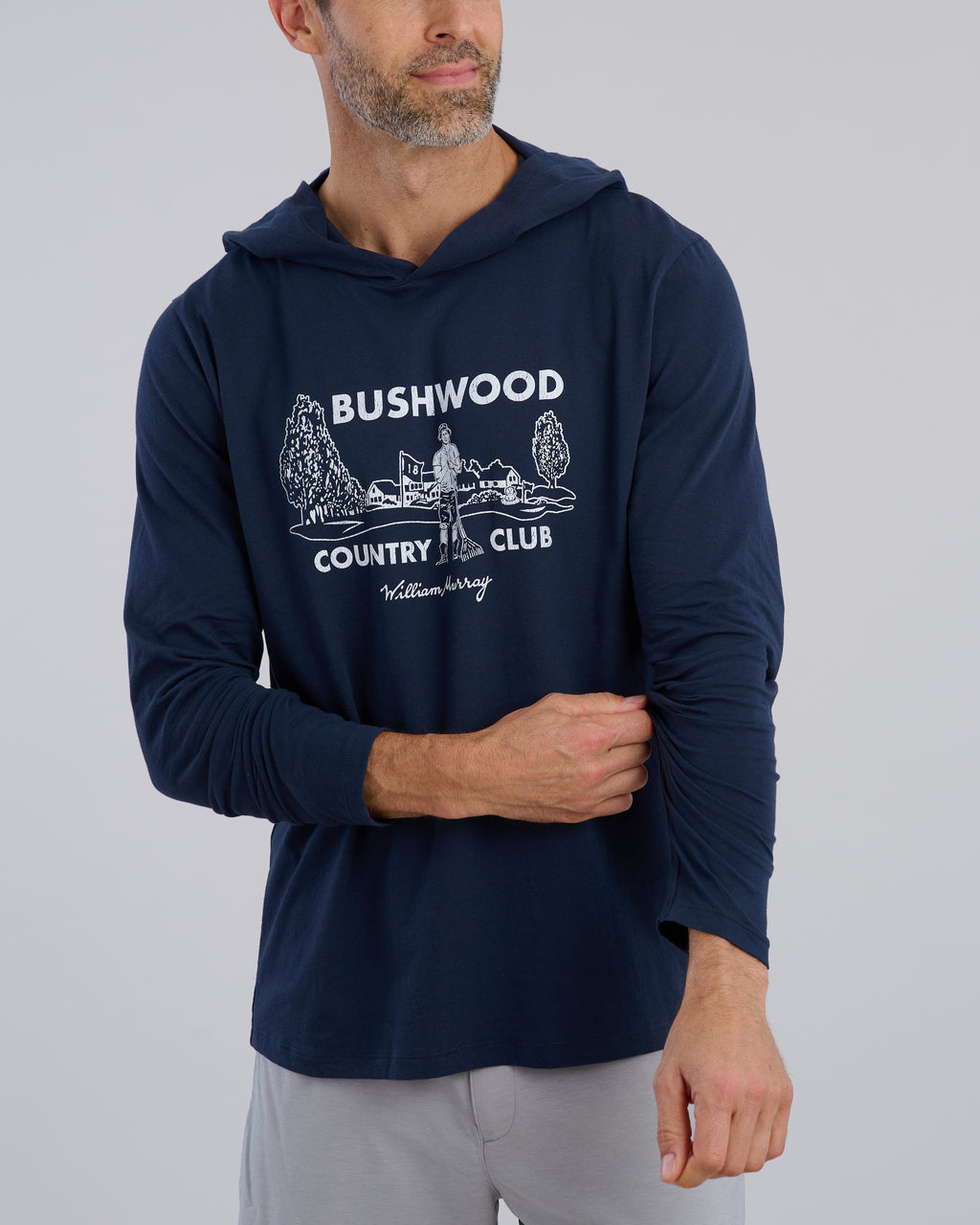Bushwood CC Hoodie T-Shirt | Navy | Sleeve | William Murray Golf