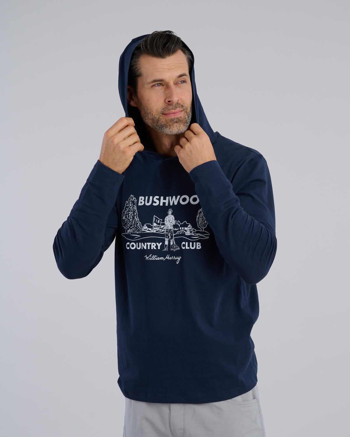 Bushwood CC Hoodie T-Shirt | Navy | Front Hood | William Murray Golf