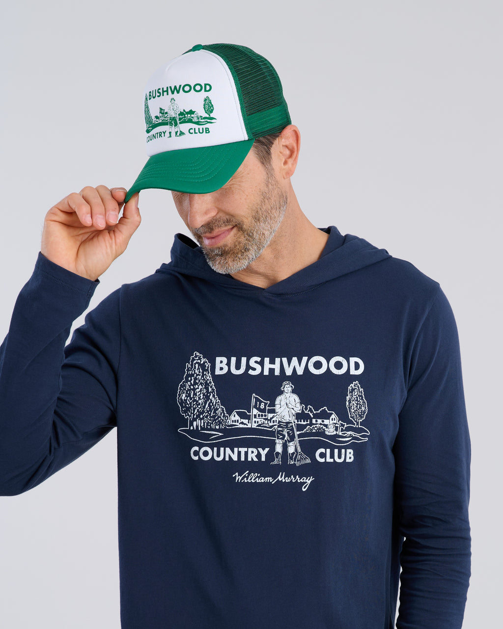 Bushwood CC Hoodie T-Shirt | Navy | With Hat | William Murray Golf