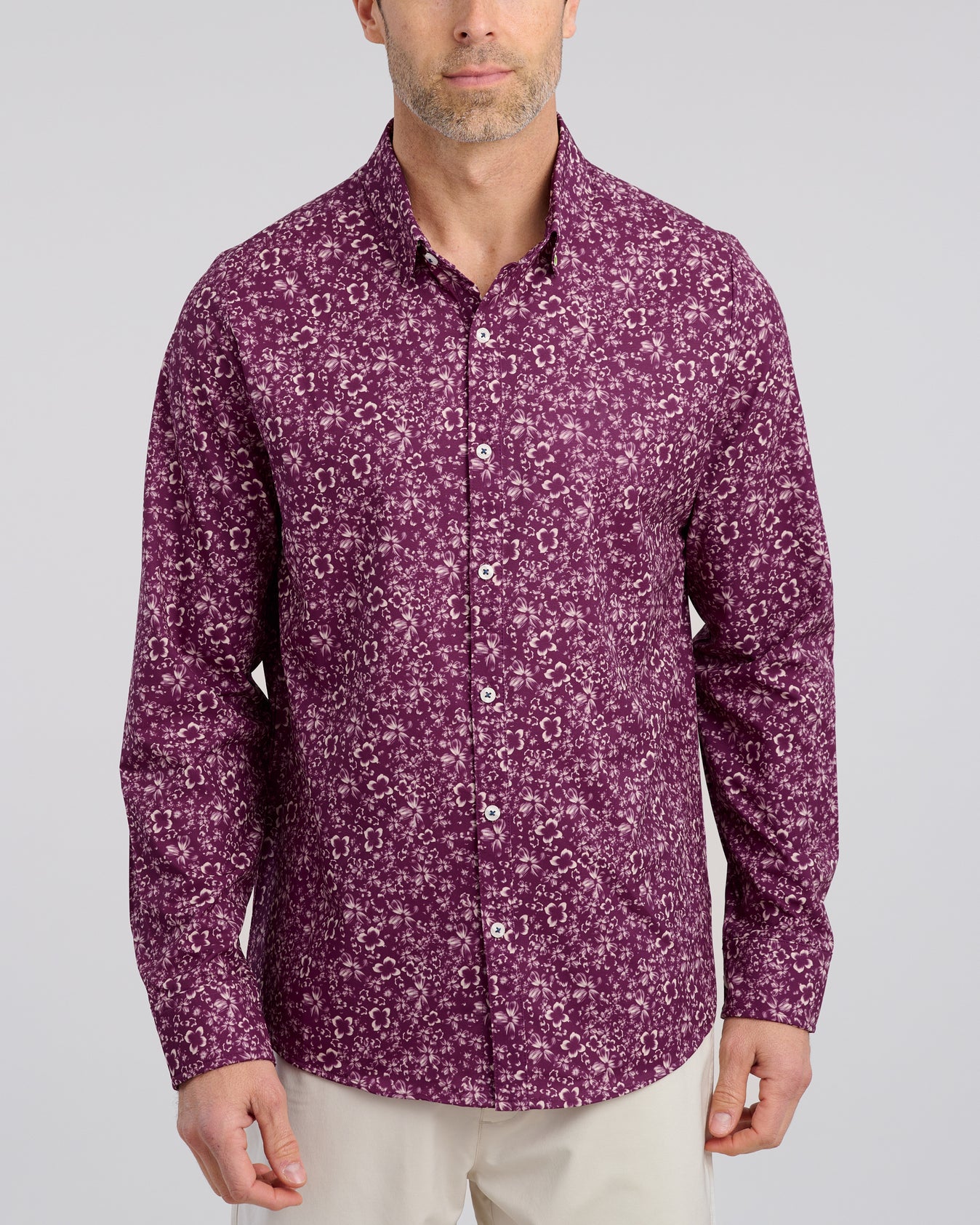 Abstract Arrangement Men's LS Button Down | Plum