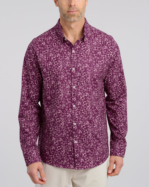 Abstract Arrangement Men's LS Button Down | Plum | William Murray Golf Plum / XXL by William Murray Golf Abstract Arrangement Men's LS Button Down | Plum | William Murray Golf Plum / XXL by William Murray Golf