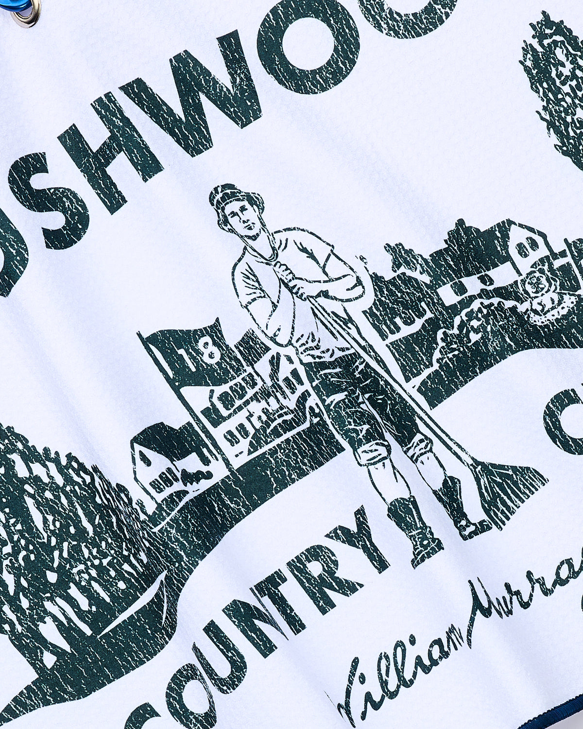 Bushwood CC Cart Towel | White | Detail | William Murray Golf