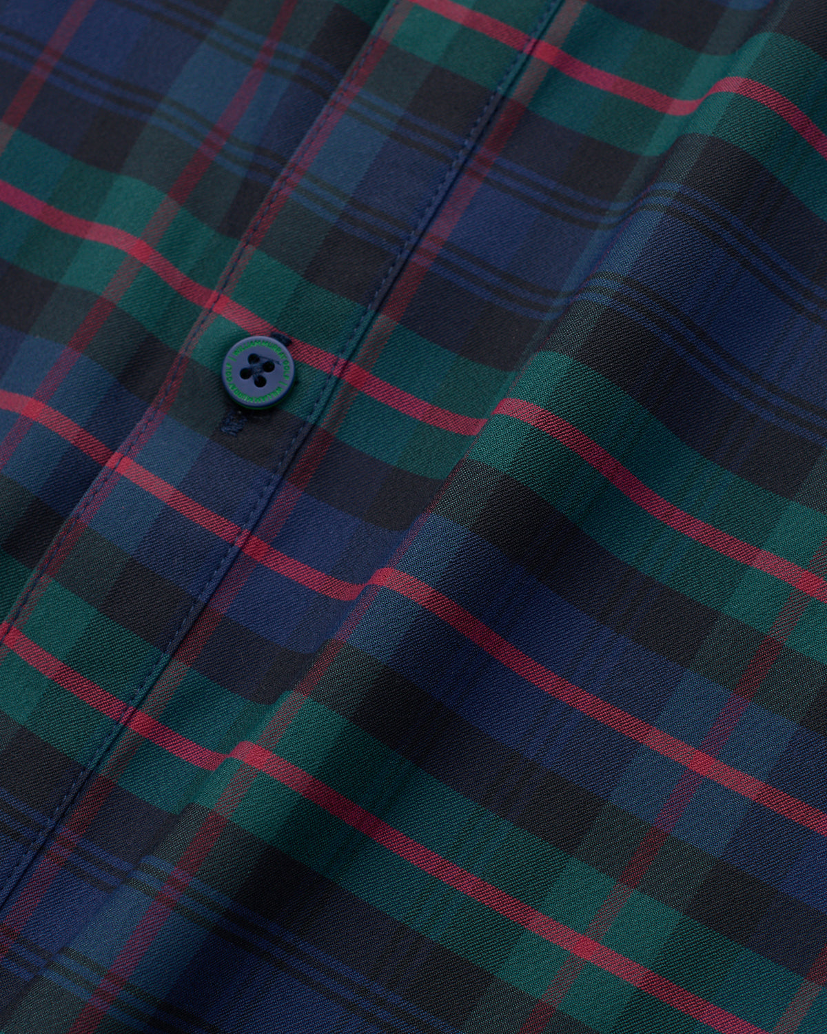 Dark Tartan Men's Button Down | Detail | William Murray Golf