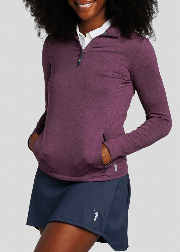 Chip Shot Women's Pocket Pullover | Plum | Front | Studio | William Murray Golf