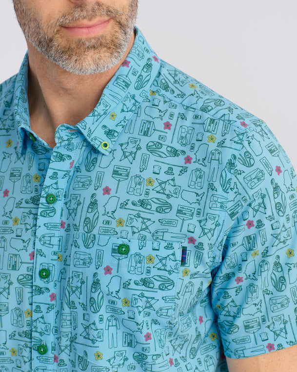 Green Blazer Groove Men's Button Down