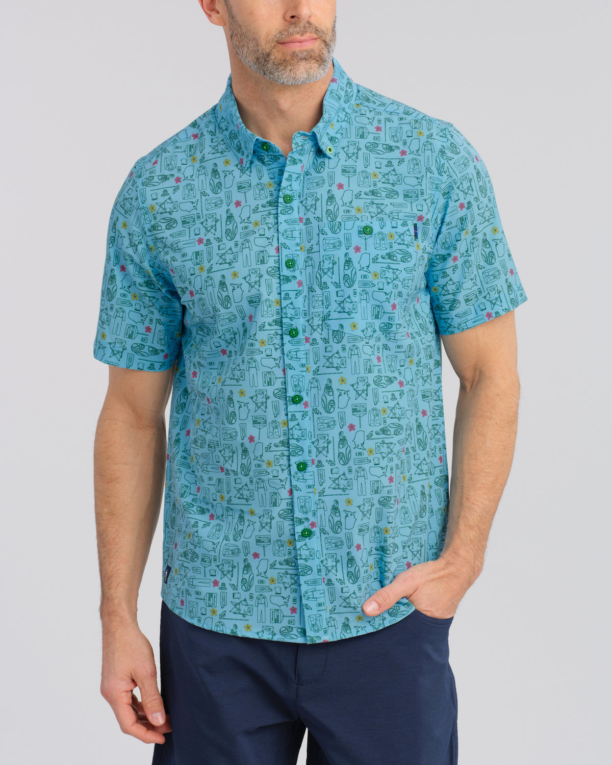 Green Blazer Groove Men's Button Down
