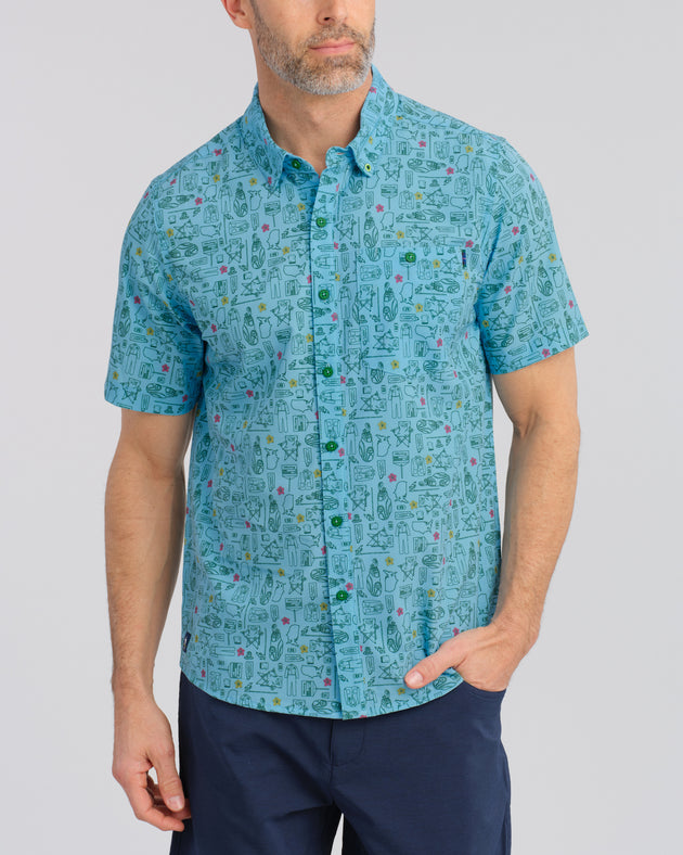 Green Blazer Groove Men's Button Down