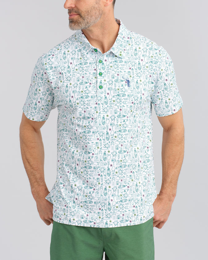 Green Blazer Groove Men's Polo | White | William Murray Golf