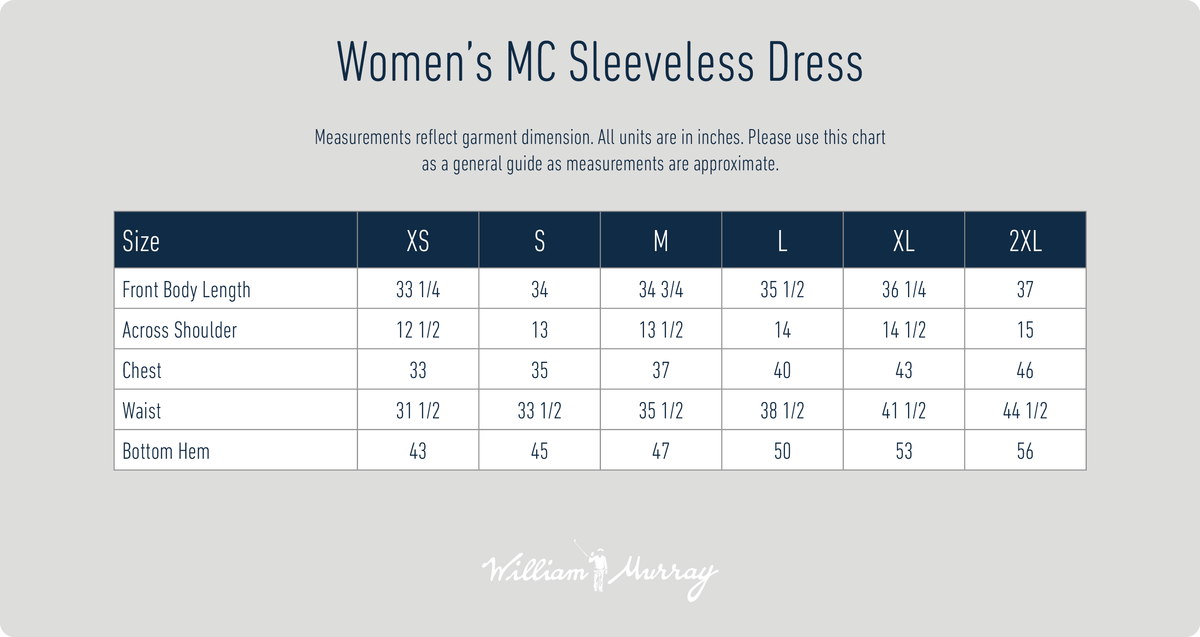 Sizing Chart Women's MC Sleeveless Dress