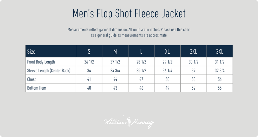Men's Flop Shot Jacket Size Chart