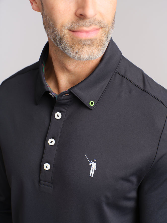 Murray Classic Men's Long Sleeve Polo | Black | William Murray Golf