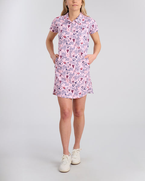 pink and white polo dress Lululemon Short-Sleeve Polo Dress - Meadowsweet Pink / White