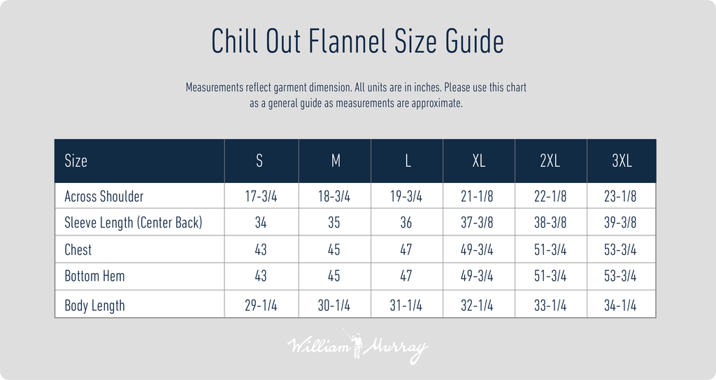 Men's Chill Out Flannel Size Chart