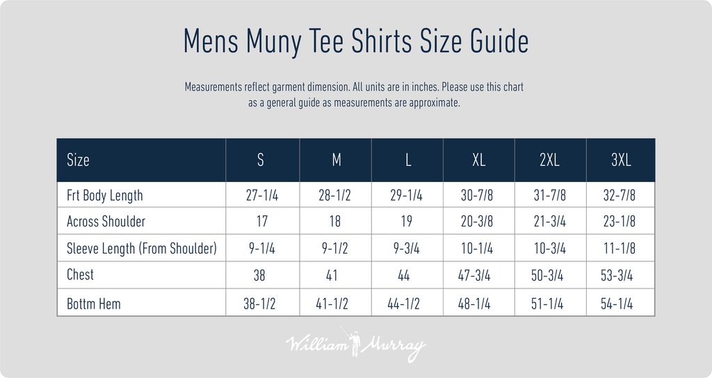 Sizing Charts William Murray Golf Sizing Charts William Murray Golf