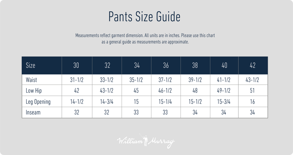 Men's Pants Size Chart