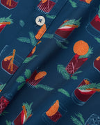 Old Fashioned Holiday Men's Button Down | Navy | Detail | William Murray Golf