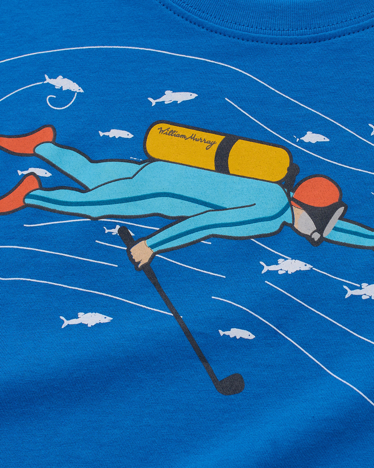 Scuba Steve T-Shirt | Royal Blue | Detail | William Murray Golf