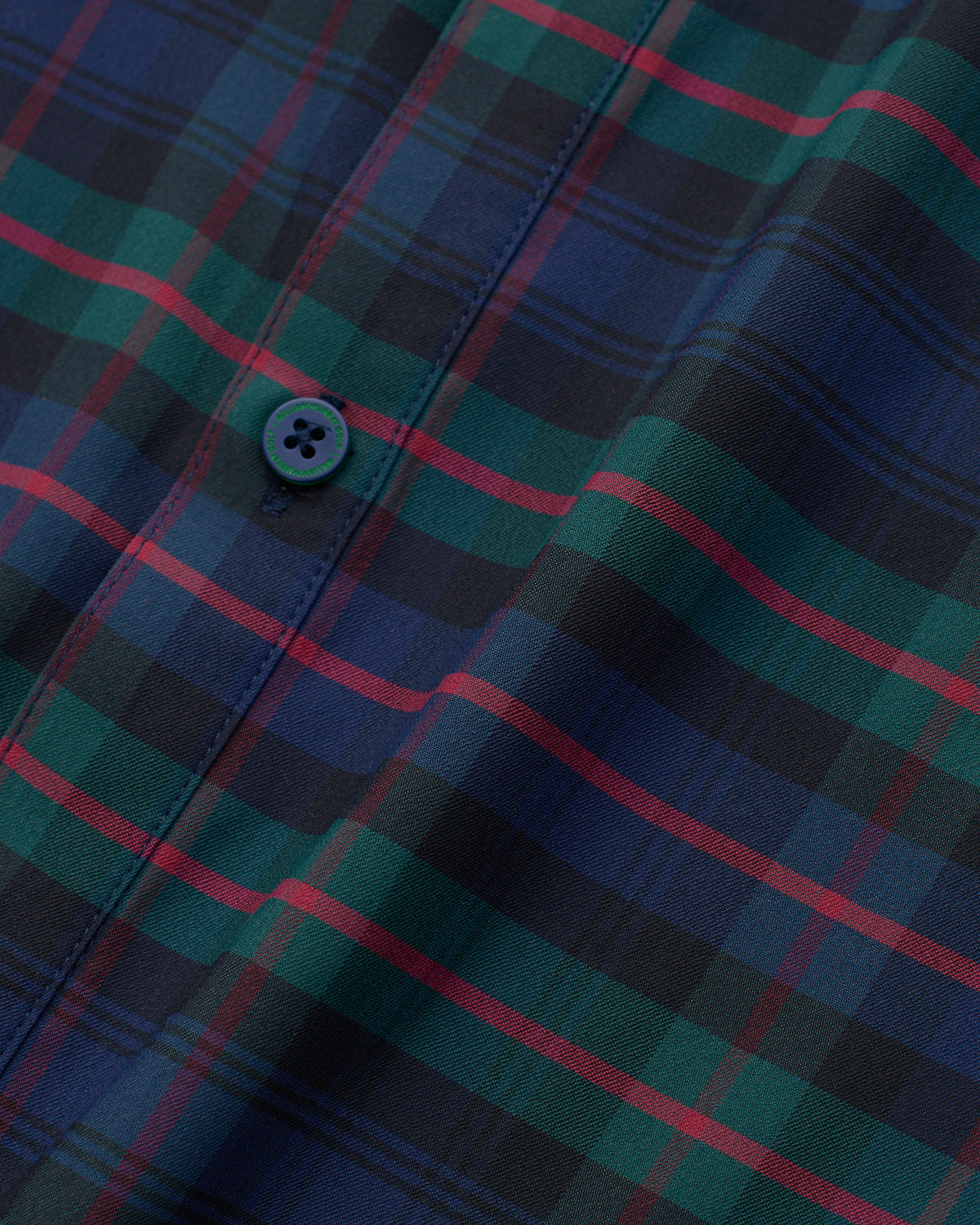 Dark Tartan Men's Long Sleeve Button Down | Detail | William Murray Golf