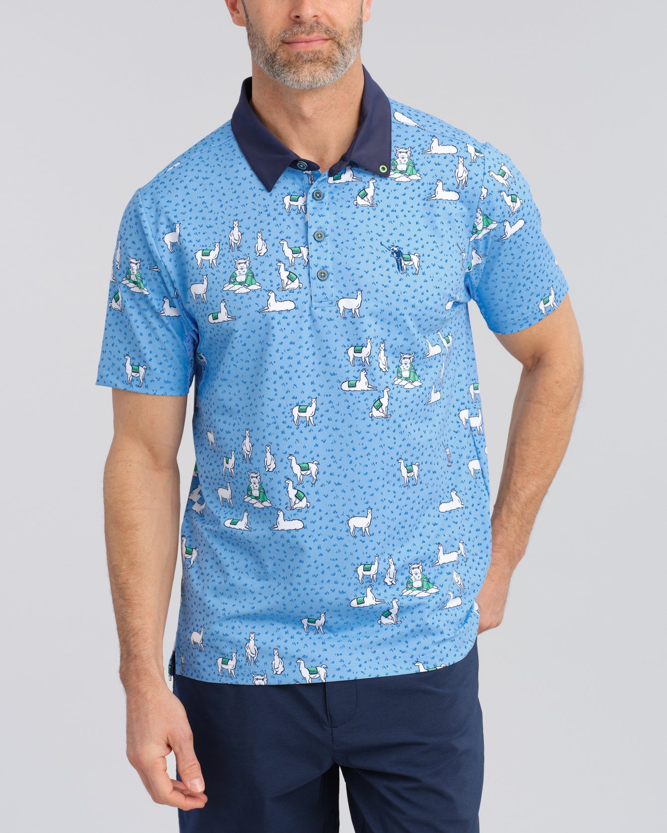 The Llama Men's Polo | Light Blue | William Murray Golf