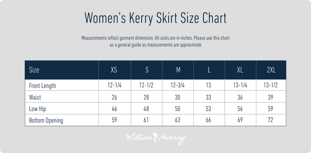 Women's Kerry Skirt Size Chart