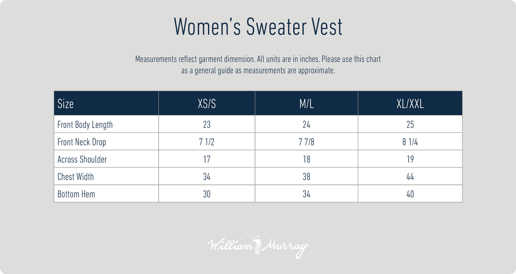 Women's Sweater Vest Size Chart