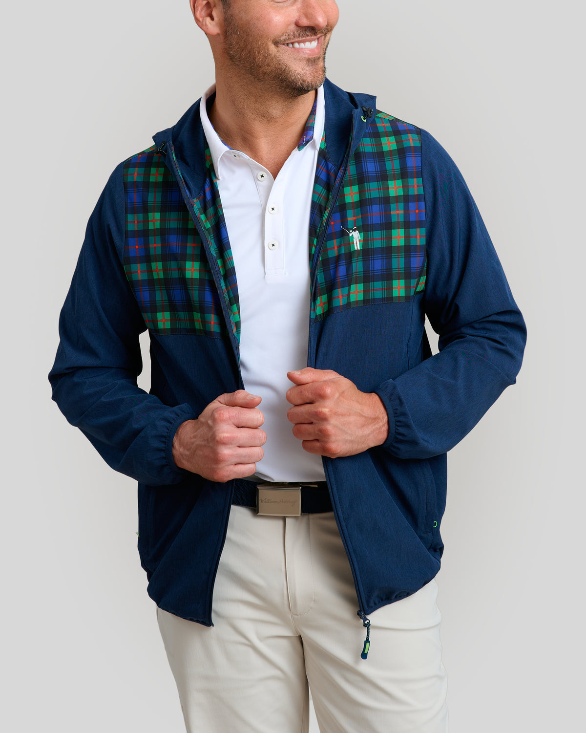 Stow Away Men's Jacket | Tartan | Open Zipper | William Murray Golf