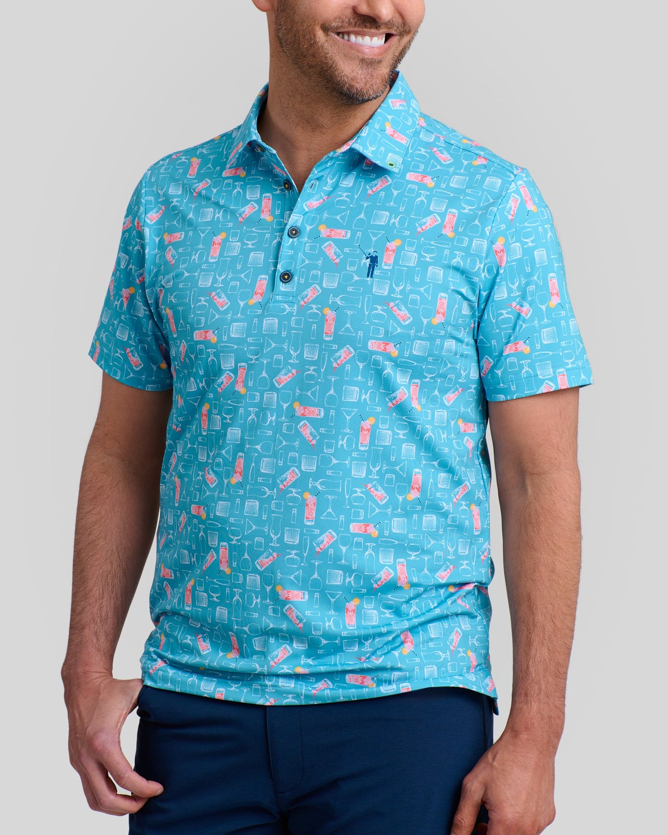 Azalea Cocktail Men's Polo | Light Blue | William Murray Golf