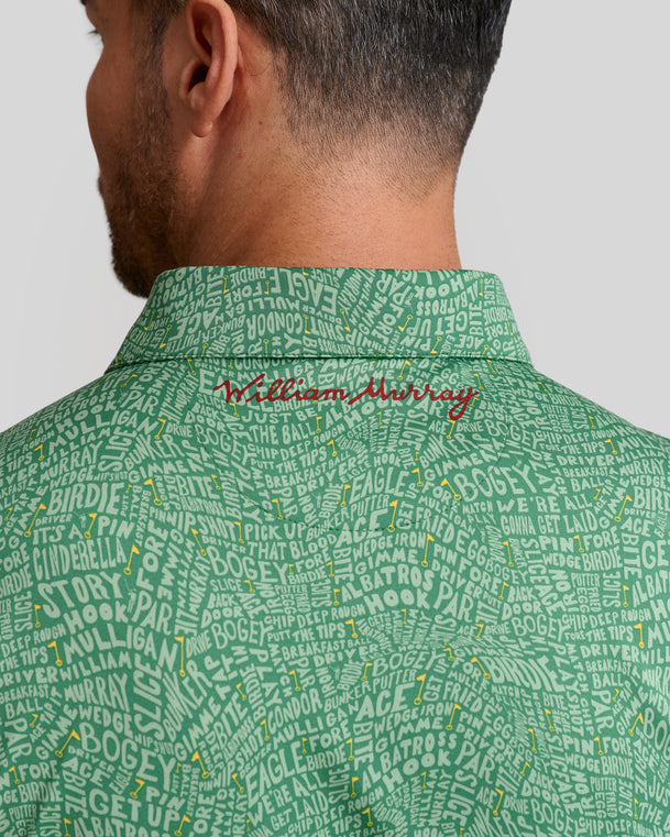 Course Talk Men's Polo | Green | Back | Logo | William Murray Golf