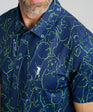 Gopher All Over Men's Polo | Navy/Green | Front | Detail | William Murray Golf