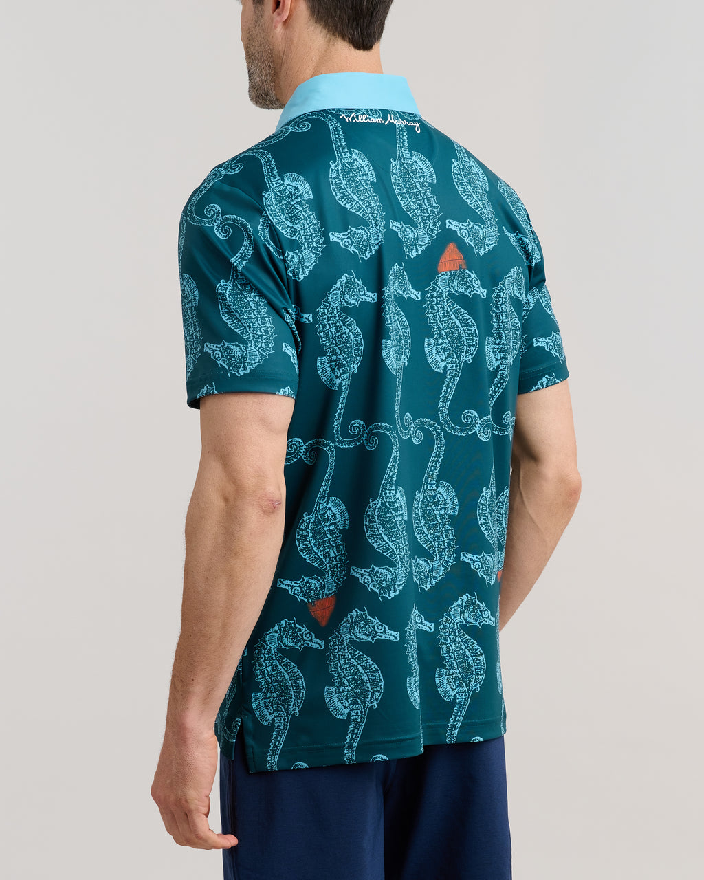 Horsin' Around Men's Polo | Dark Teal | Back | Studio | William Murray Golf