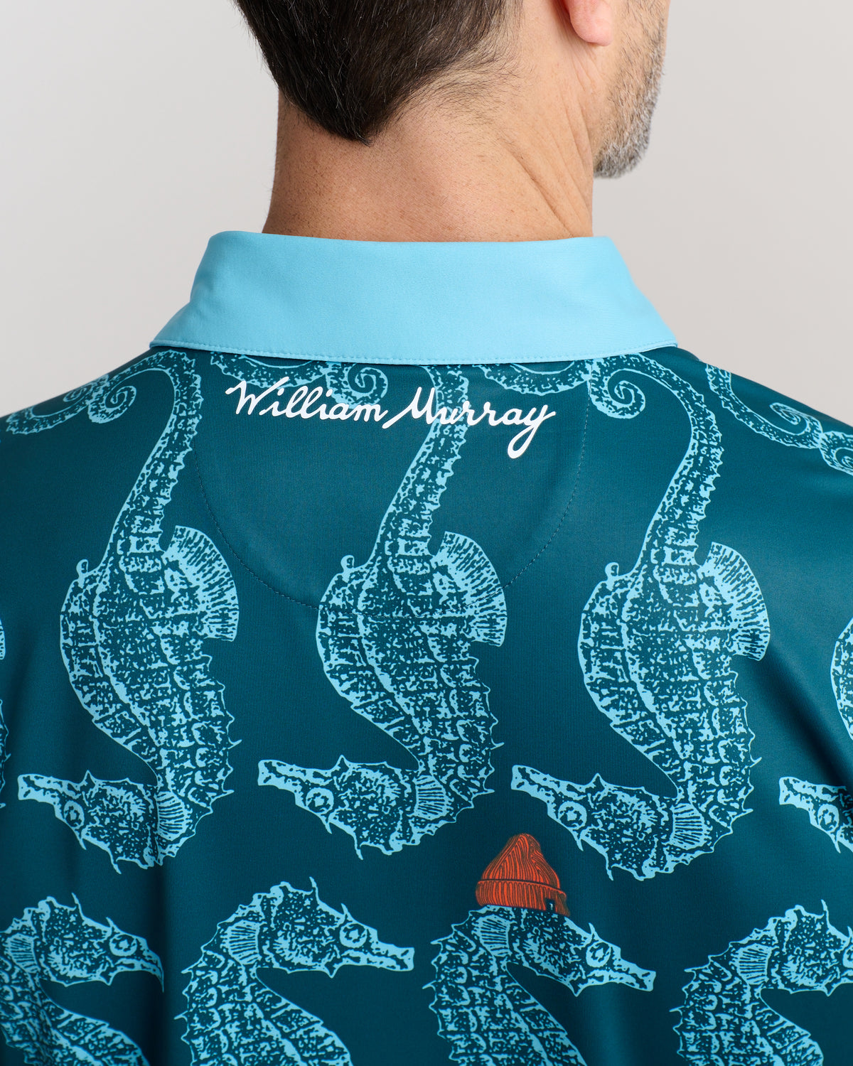 Horsin' Around Men's Polo | Dark Teal | Back | Logo | William Murray Golf
